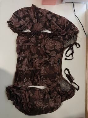 Dylan Ryan Floral Mesh Corset Top | Women’s XL |